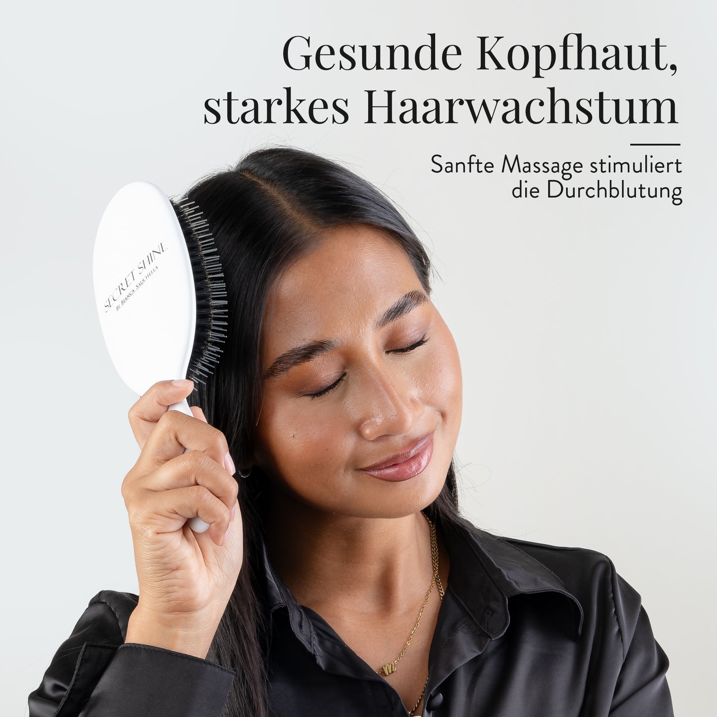 Extensions Bürste für Echthaar&Eigenhaar Bianca Sauchella Secret Shine Wildschweinborsten & Keratin Stifte Haarbürste ohne Ziepen Anti Frizz schonend für Tape In Bonding & Clip In Extensions