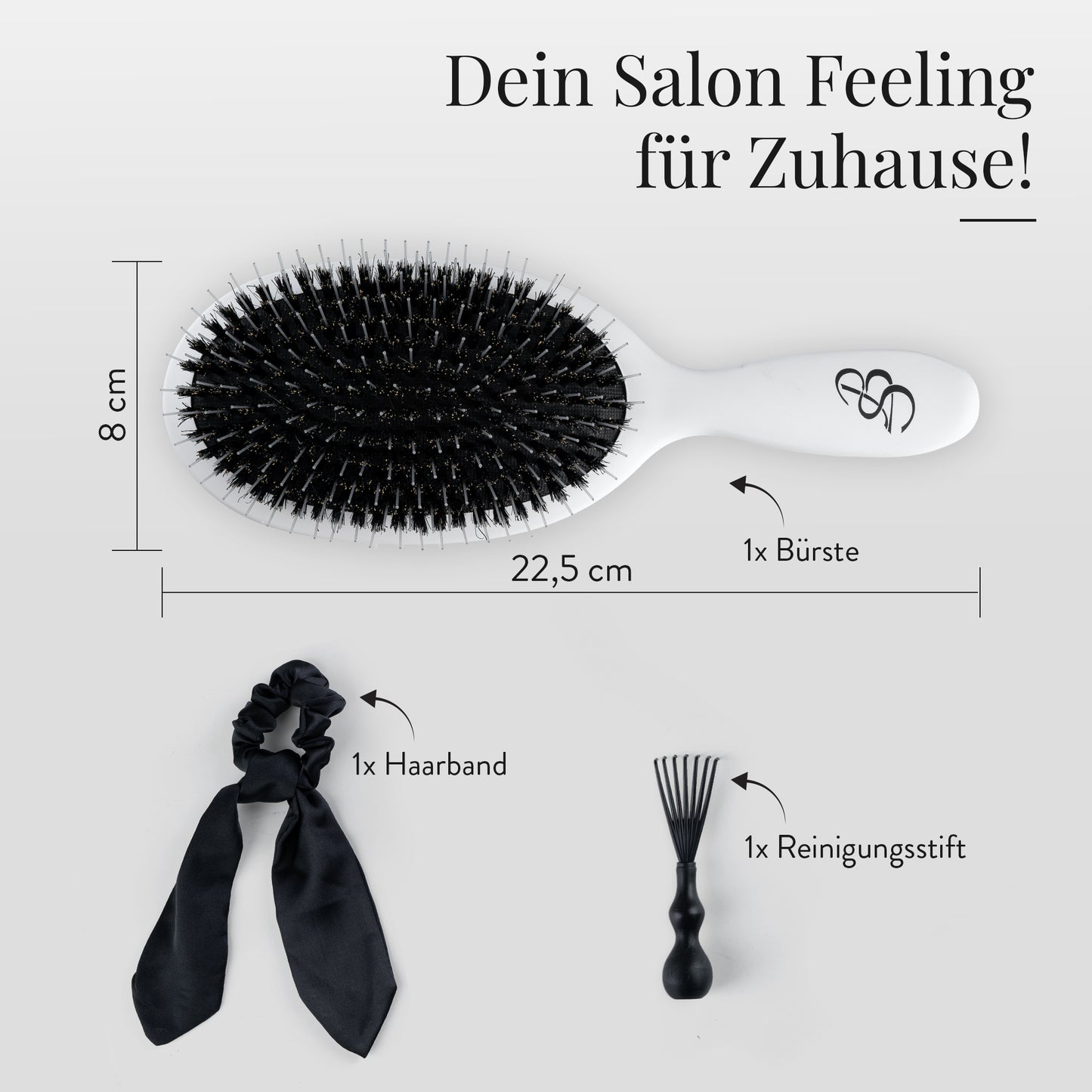 Extensions Bürste für Echthaar&Eigenhaar Bianca Sauchella Secret Shine Wildschweinborsten & Keratin Stifte Haarbürste ohne Ziepen Anti Frizz schonend für Tape In Bonding & Clip In Extensions